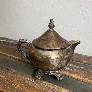 Vintage Silver Teapot with Ornate Handle